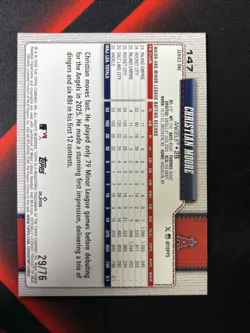 Topps 2026 Series One Patriotic Christian Moore Rookie Card LA Angels #29/76 - Image 4