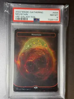 Mountain (494) (Borderless); Galaxy Foil Unfinity PSA 8 - Image 1