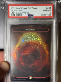 Mountain (494) (Borderless); Galaxy Foil Unfinity PSA 8 - Image 3