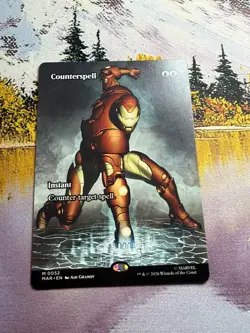 Counterspell 0052 Iron Man Borderless NM MTG Marvel Super Heroes Magic MAR - Image 1