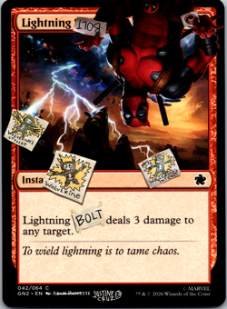 Lightning Bolt - 2026 Magic The Gathering Secret Lair Drop Deadpool Non Foil - Image 1