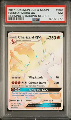 Charizard GX 150/147 Pokemon Burning Shadows 2017 Hyper Rare Rainbow PSA 7 - Image 1
