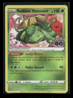 Radiant Venusaur 004/078 Radiant Rare Pokemon GO Pokemon Holo NM - Image 1