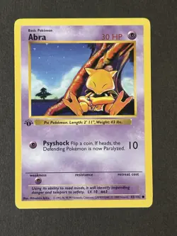 Pokemon Cards Abra 43/102 1st Edition Base Set Shadowless Common LP - Image 1