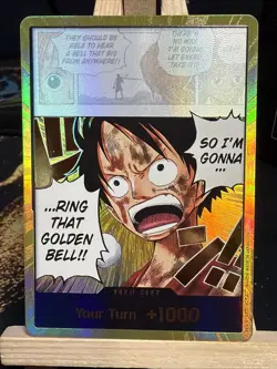 One Piece CCG Don!! Foil Card Luffy Ring That Golden Bell Gold - Image 1