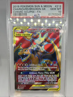 Charizard & Braixen GX 212/236 Cosmic Eclipse PSA 10 GEM MINT ***VERY LOW POP*** - Image 1
