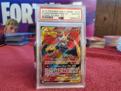 Charizard & Braixen GX Sun Moon Cosmic Eclipse Tag Team Full Art 212/236 PSA 10 - Image 1