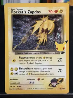 Pokemon TCG Rocket’s Zapdos 15/132 Celebrations: Classic Collection Holo - Image 1