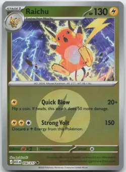 Raichu (Energy Symbol Pattern) 056/217 Ascended Heroes Pokemon Reverse Holo NM - Image 1