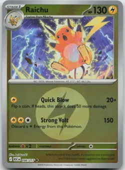 Raichu (Energy Symbol Pattern) 056/217 Ascended Heroes Pokemon Reverse Holo NM - Image 1