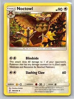 Noctowl 166/236 Unified Minds Colorless Stage 1 Uncommon Pokemon TCG 2019 - Image 1