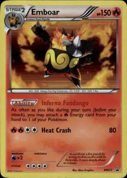 Emboar BW21 Holo Promo Black And White Promo Pokemon Holo Damaged - Image 1