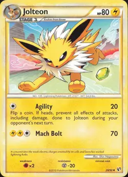 Jolteon 28/90 Uncommon HGSS Undaunted Pokemon Lightly Played - Image 1