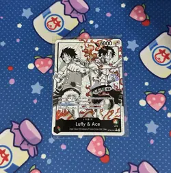 One Piece ST30-001 Luffy & Ace Leader Card Alternate Art Parallel MINT - Image 1