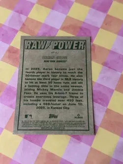 2026 Topps Heritage Aaron Judge Raw Power #RP-AJ New York Yankees (D) - Image 2