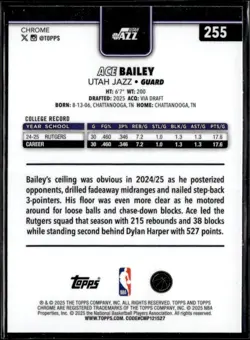 2025-26 Topps Chrome - Ace Bailey #255 (RC) - Image 2