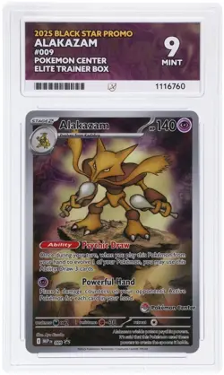 Pokemon TCG Alakazam 009 Pokemon Center Stamped ETB Promo ACE 9 - Image 1