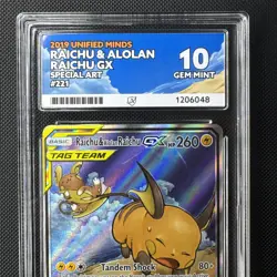 Raichu & Alolan Raichu GX Card 221/236 - Perfect Sub Grades - Ace 10 - Image 2