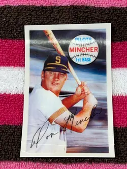 1970 3-D KELLOGGS #75 DONALD MINCHER PILOTS GOOD VINTAGE BASEBALL CARD! - Image 1
