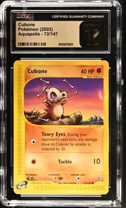 2003 POKEMON AQUAPOLIS 072/147 CUBONE CGC PRISTINE 10 LOW POP - Image 1
