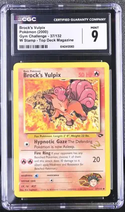 CGC 9 MINT Brock's Vulpix 37/132 Gym Challenge W Stamp Pokemon Card - Image 1