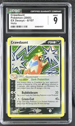 CGC 9 MINT Crawdaunt 2005 EX Deoxys 6/107 Holo Pokemon Card - Image 1
