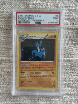 2013 Pokemon B&W Lucario HOLO Legendary Treasures PSA 9 ENGLISH 80/113 - Image 1
