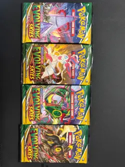 Pokemon Evolving Skies Booster Pack Lot of 4 Sealed Full Art Set - Image 1