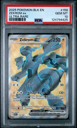 2025 Pokemon Blk En-Black Bolt #158 Zekrom Ex Ultra Rare PSA 10 - Image 1