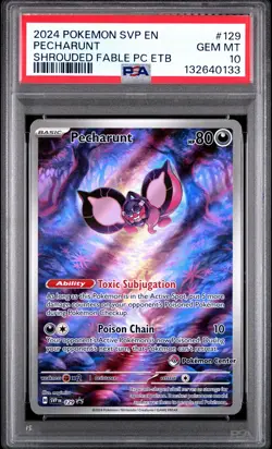 Pecharunt 129/64 Shrouded Fable Pokemon Center Elite Trainer Box Pokemon PSA 10 - Image 1