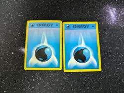 1st Edition Water Energy X2 Base Set Pokemon Card - Heavy Dmg, Read Descrip! - Image 1