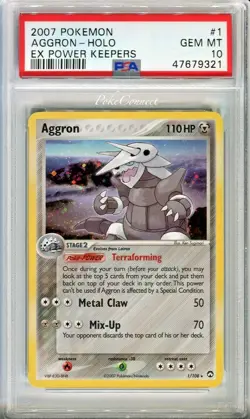PSA 10 GEM MINT Pokemon AGGRON Holo Rare 2007 ex Power Keepers #1/108 - Image 1
