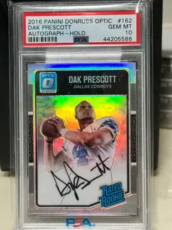 2016 Dak Prescott rc Donruss Optic prizm silver holo auto /99 PSA 10 POP 10 - Image 1