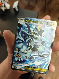 Mega Zeraora ex #114/084 SIR Pitch Black Pre-Release Card In Hand NM - Image 1