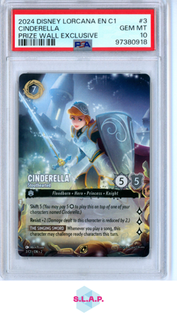 CINDERELLA DISNEY LORCANA 3/C1 2024 PRIZE WALL EXCLUSIVE NON-FOIL EN PSA 10 - Image 1