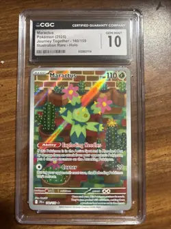 CGC Gem Mint 10 Maractus 160/159 Pokemon Journey Together JTG EN - Image 1