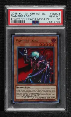 Vampire Lord Ultra Rare 1st Ed. YuGiOh Legendary Collection Kaiba PSA 10 GEM MT - Image 1