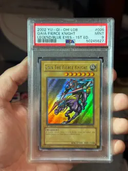 Yugioh GLOSSY Gaia The Fierce Knight LOB-006 1st Edition PSA 9 - Image 1