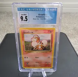 1999 POKEMON TCG BASE SET UNLIMITED 28/102 GROWLITHE GRADED 9.5 RARE VINTAGE - Image 1