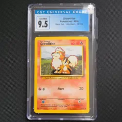 1999 POKEMON TCG BASE SET UNLIMITED 28/102 GROWLITHE GRADED 9.5 RARE VINTAGE - Image 3