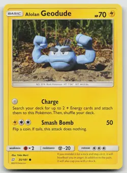 Alolan Geodude 35/181 Team Up Pokemon Yuka Morii LP - Image 1