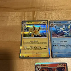Pokemon 151 Flareon, Vaporeon, Jolteon - Eeveelutions (3) Card Holo Lot NM - Image 3