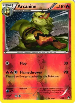 Pokemon TCG Arcanine 11/122 Uncommon BREAKpoint Reverse Holo DMG - Image 1