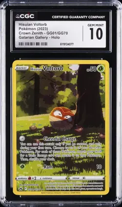 2023 POKEMON ENGLISH CROWN ZENITH #GG01/GG70 HISUIAN VOLTORB CGC 10 GEM MINT - Image 1