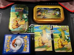 Pokemon- TCG Random Bulk Trading Cards With Pikachu Tin - Image 1