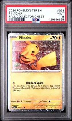 2024 Temporal Forces Fall Collector Chest # 051 Pikachu Holo PSA 9 Card MINT! - Image 1