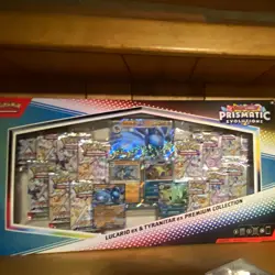 Pokemon TCG Prismatic Evolutions Lucario & Tyranitar ex Premium Box Promo - Image 1