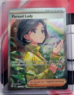 Parasol Lady 255/182 Sv04: Paradox Rift Holo SIR Pokemon TCG Card NMM Condition - Image 1