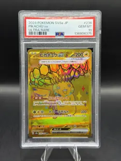 Pokemon 2024 Pikachu ex 236/187 Gold Ultra Rare SV8a Japanese GEM MINT PSA 10 - Image 1