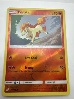 REVERSE HOLO Pokemon Card Sun & Moon Team Up TCG Card Ponyta 17/181 - Image 1